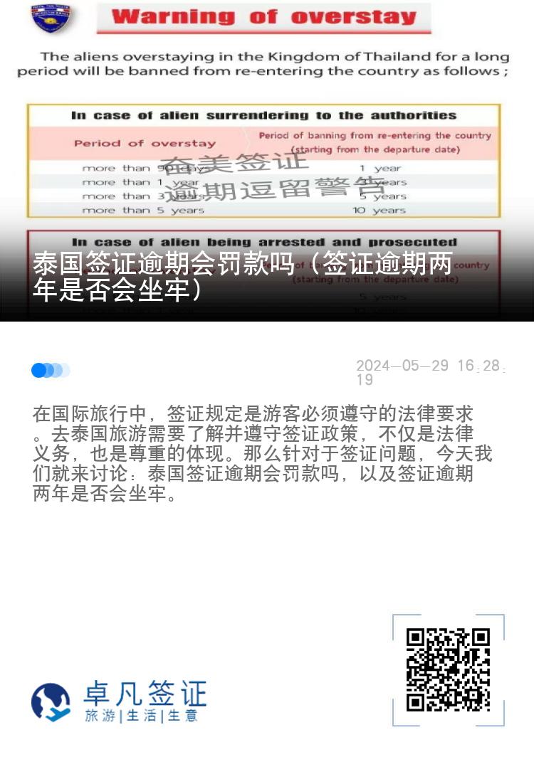 泰国签证逾期会罚款吗（签证逾期两年是否会坐牢）