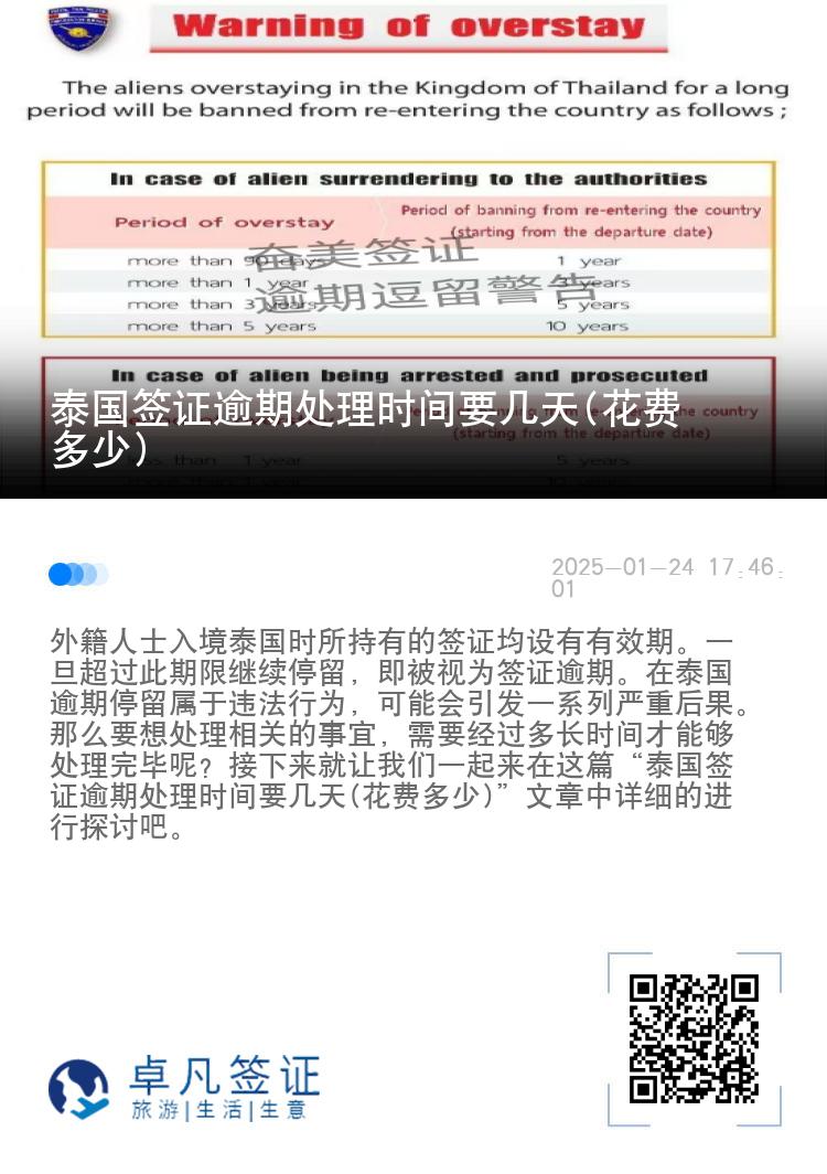 泰国签证逾期处理时间要几天(花费多少)