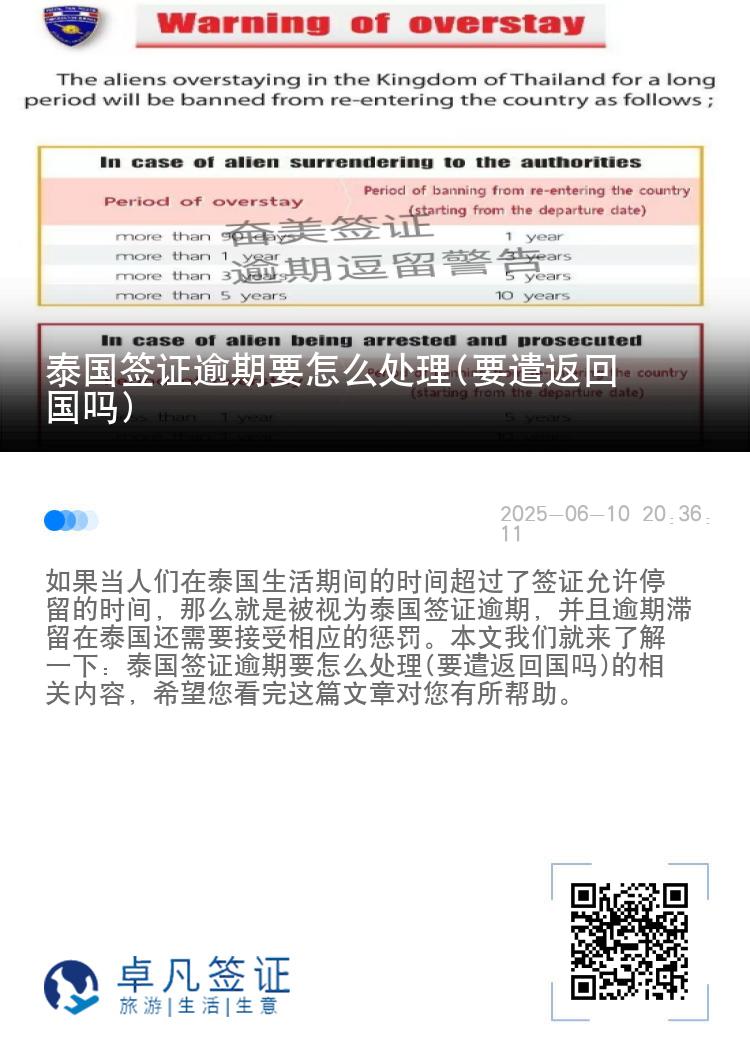 泰国签证逾期要怎么处理(要遣返回国吗)