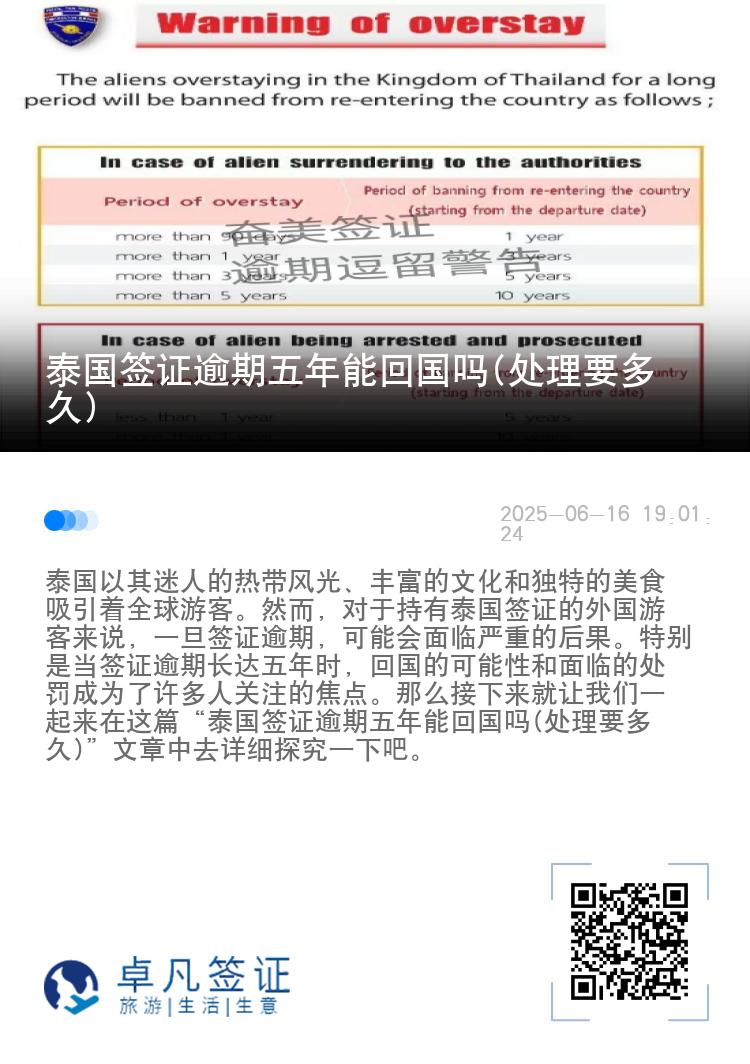 泰国签证逾期五年能回国吗(处理要多久)